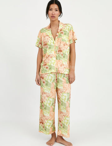 pijama boyfriend capri manga corta naranja Sunset Reef