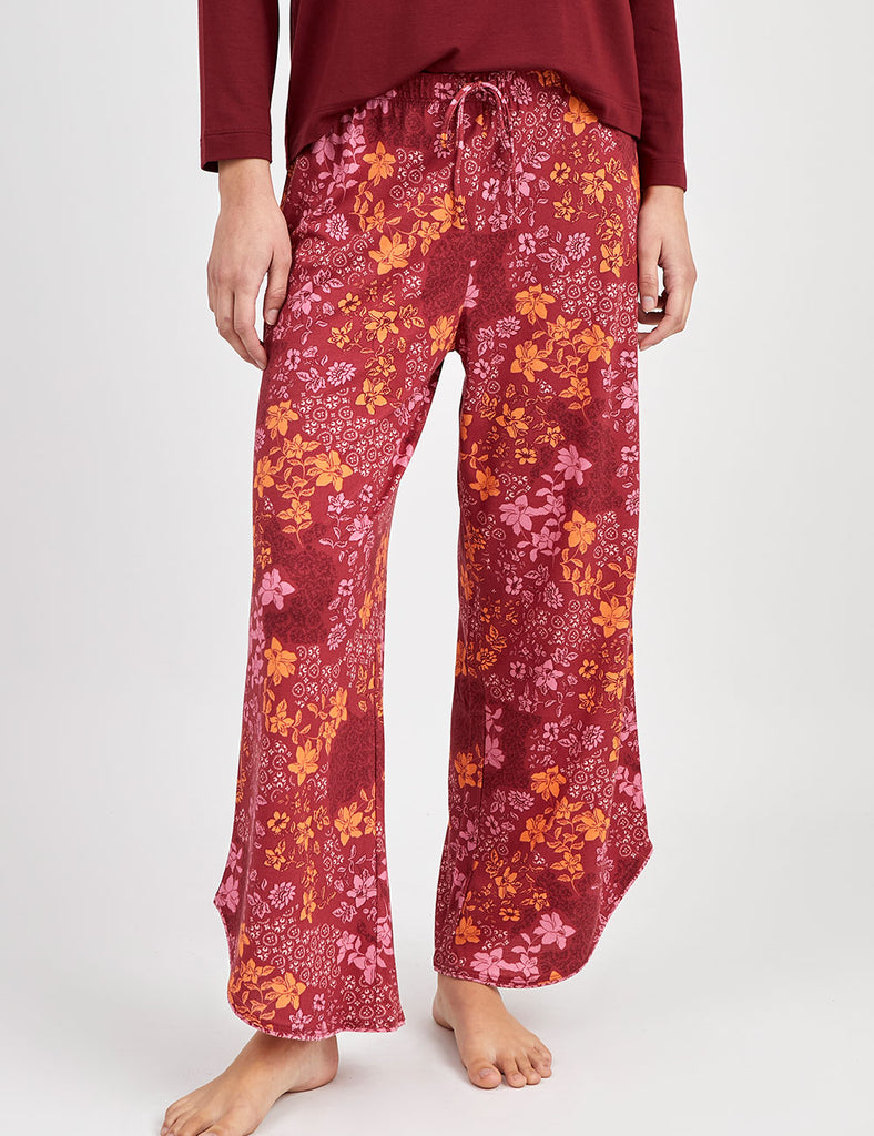 pantalón pijama mujer floreado fucsia