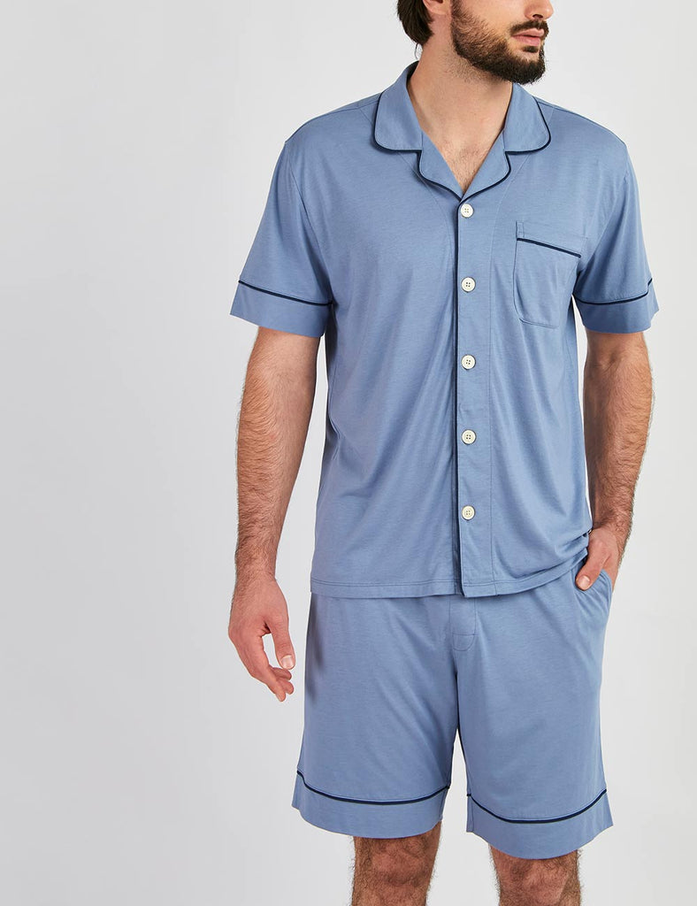 pijama camisero corto ocean blue