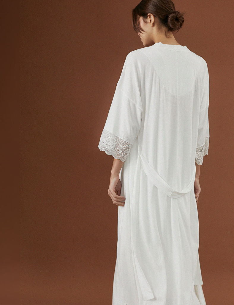 pijama de novias bata espalda blanca