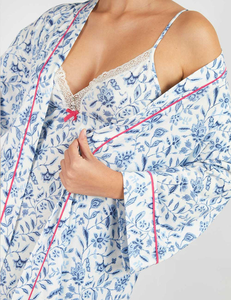 bata clasica blue serenade mujer algodón pijama
