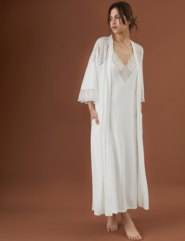 pijama novias vestido blanco encaje