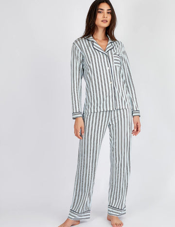 pijama boyfriend rayas azules algodón pima