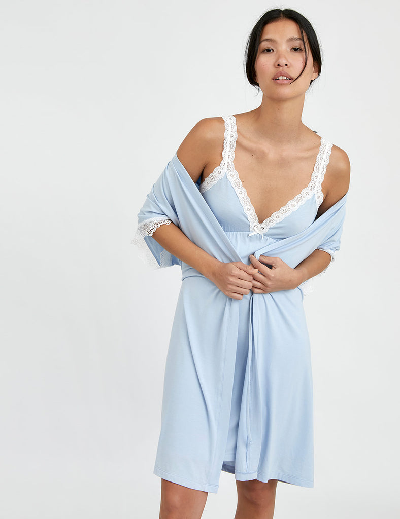 bata para mujer algodón atlantis celeste 