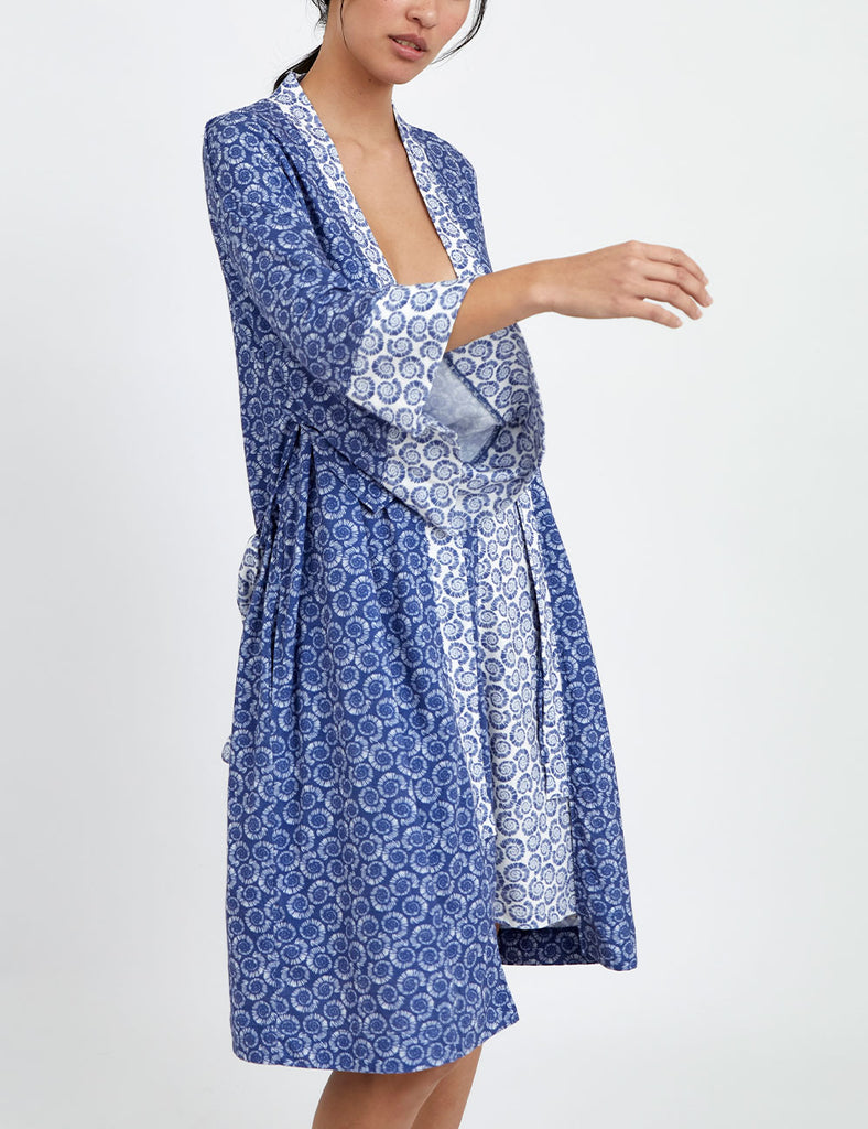 bata para dormir mujer Sea Shell blanco azul
