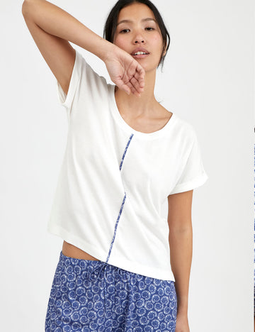 pijama top manga corta mujer blanco