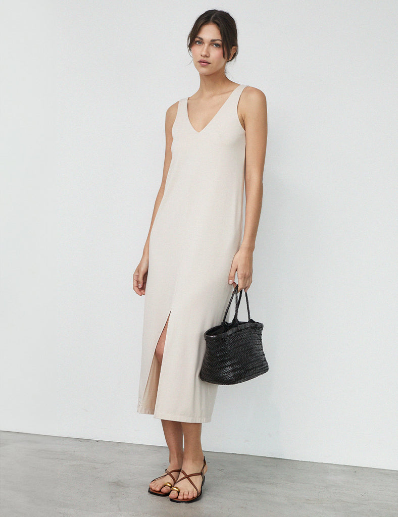 vestido tiritas verano crema sand 