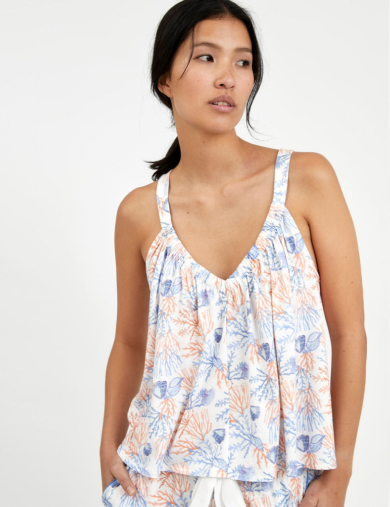 top kaia algodón pima mujer pijama ocean blues celeste mar