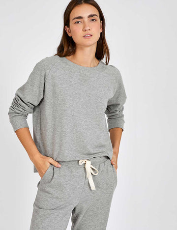 Pijama mujer invierno top gris manga larga