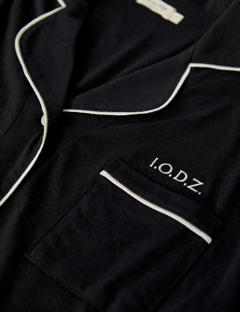 Camisero Vestido Pijamas para Mujer Invierno Negro Manga Larga Algodón