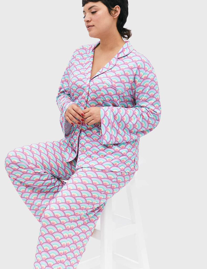 Pijama para mujer Algodón Pima Arcoiris Pantalón Manga Larga